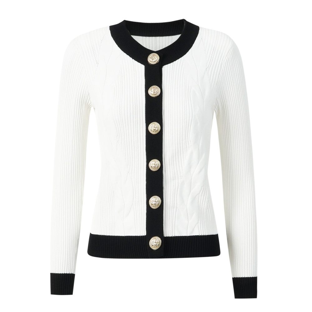 Chanelstyle black-white cardigan autumn tops for women