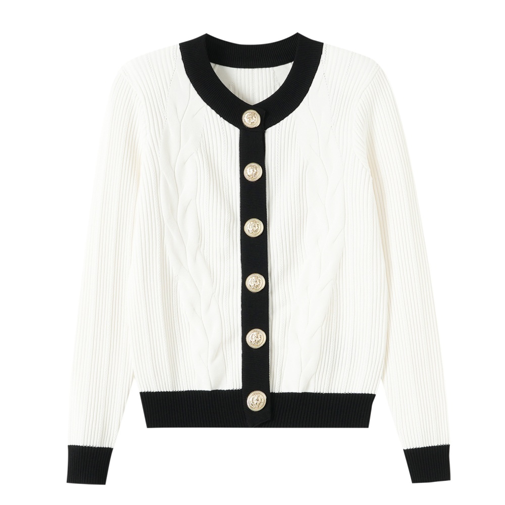 Chanelstyle black-white cardigan autumn tops for women