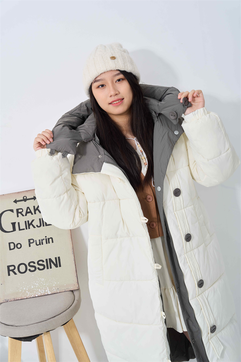 Hooded wear fashion coat thick mixed colors cotton coat