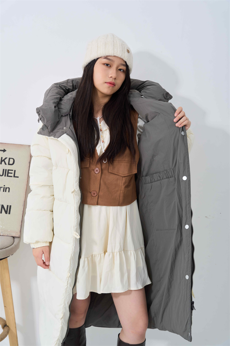 Hooded wear fashion coat thick mixed colors cotton coat