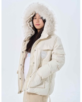 Large fur collar short cotton coat student coat for women