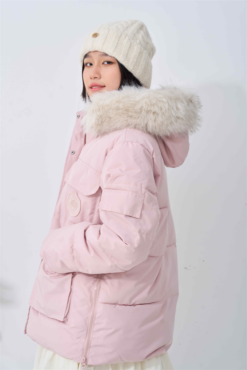 Large fur collar short cotton coat student coat for women