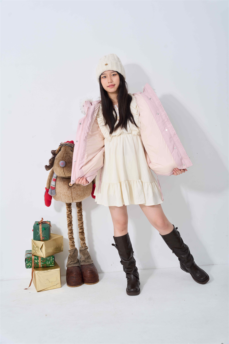 Large fur collar short cotton coat student coat for women