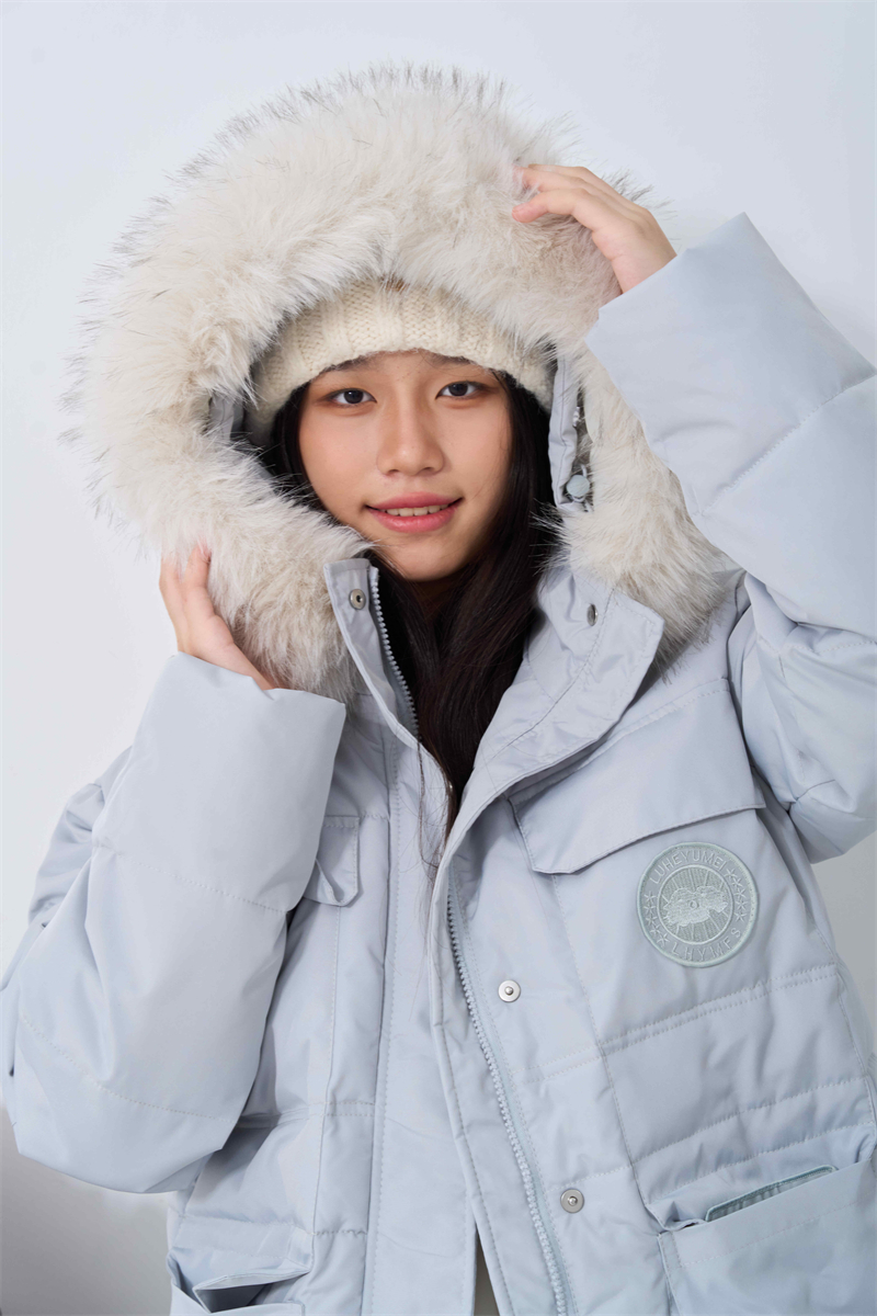 Large fur collar short cotton coat student coat for women