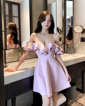 Sexy wrapped chest dress nightclub pinched waist T-back