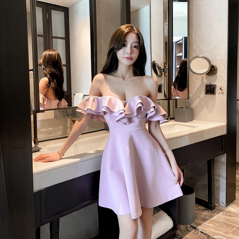 Sexy wrapped chest dress nightclub pinched waist T-back