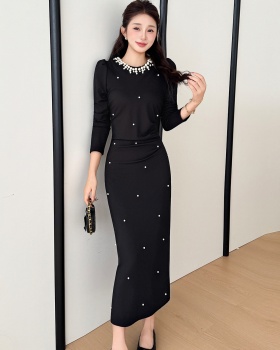 Temperament elegant large yard slim fold long dress
