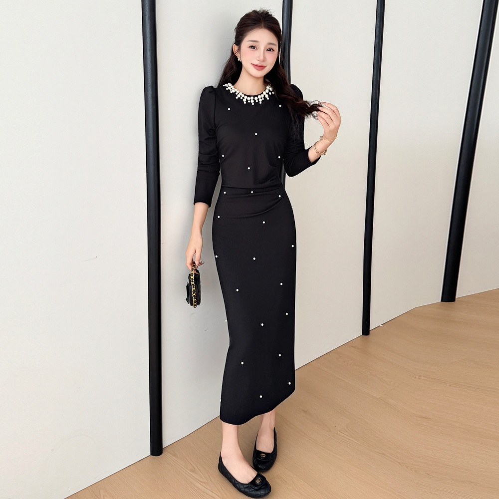 Temperament elegant large yard slim fold long dress