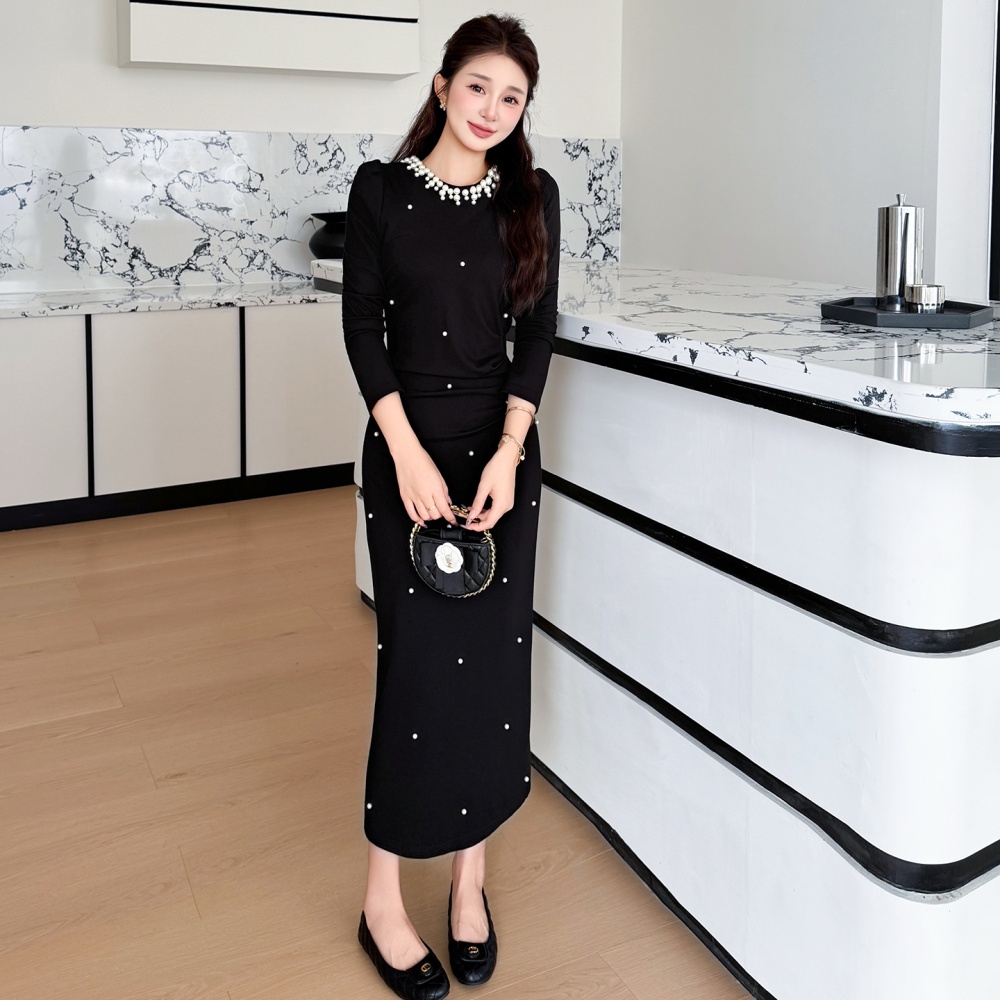 Temperament elegant large yard slim fold long dress