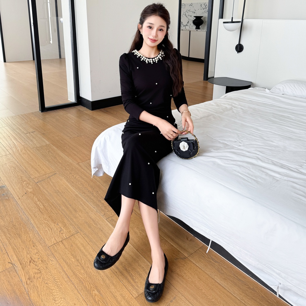 Temperament elegant large yard slim fold long dress