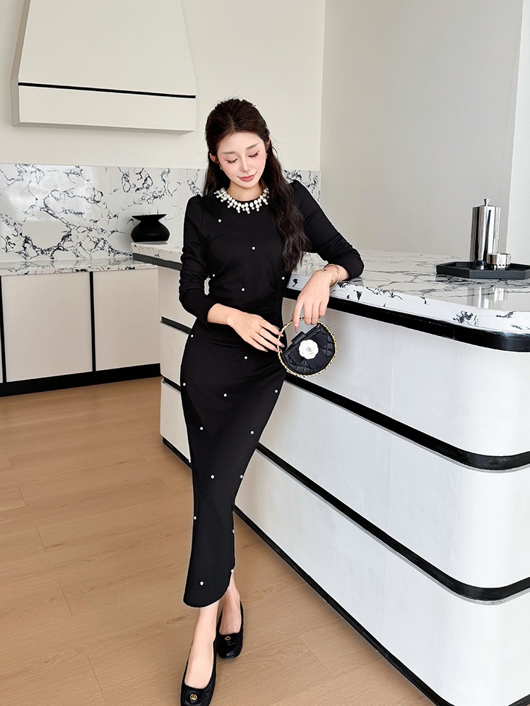 Temperament elegant large yard slim fold long dress