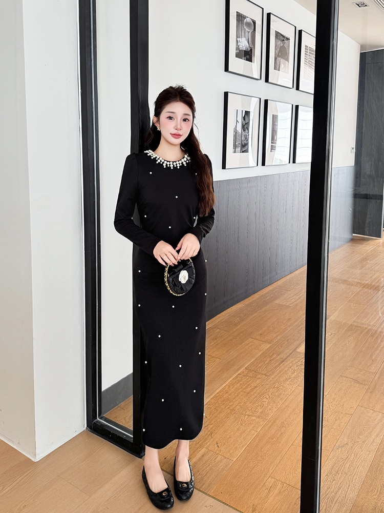 Temperament elegant large yard slim fold long dress