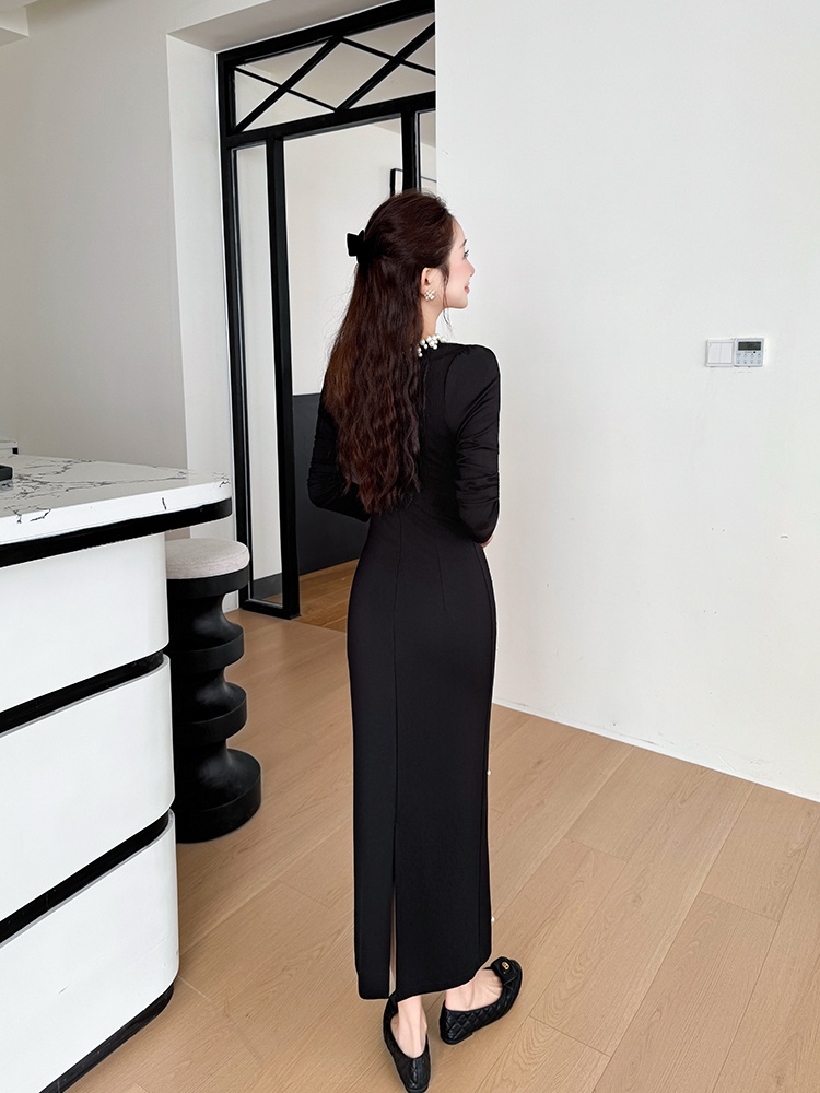 Temperament elegant large yard slim fold long dress