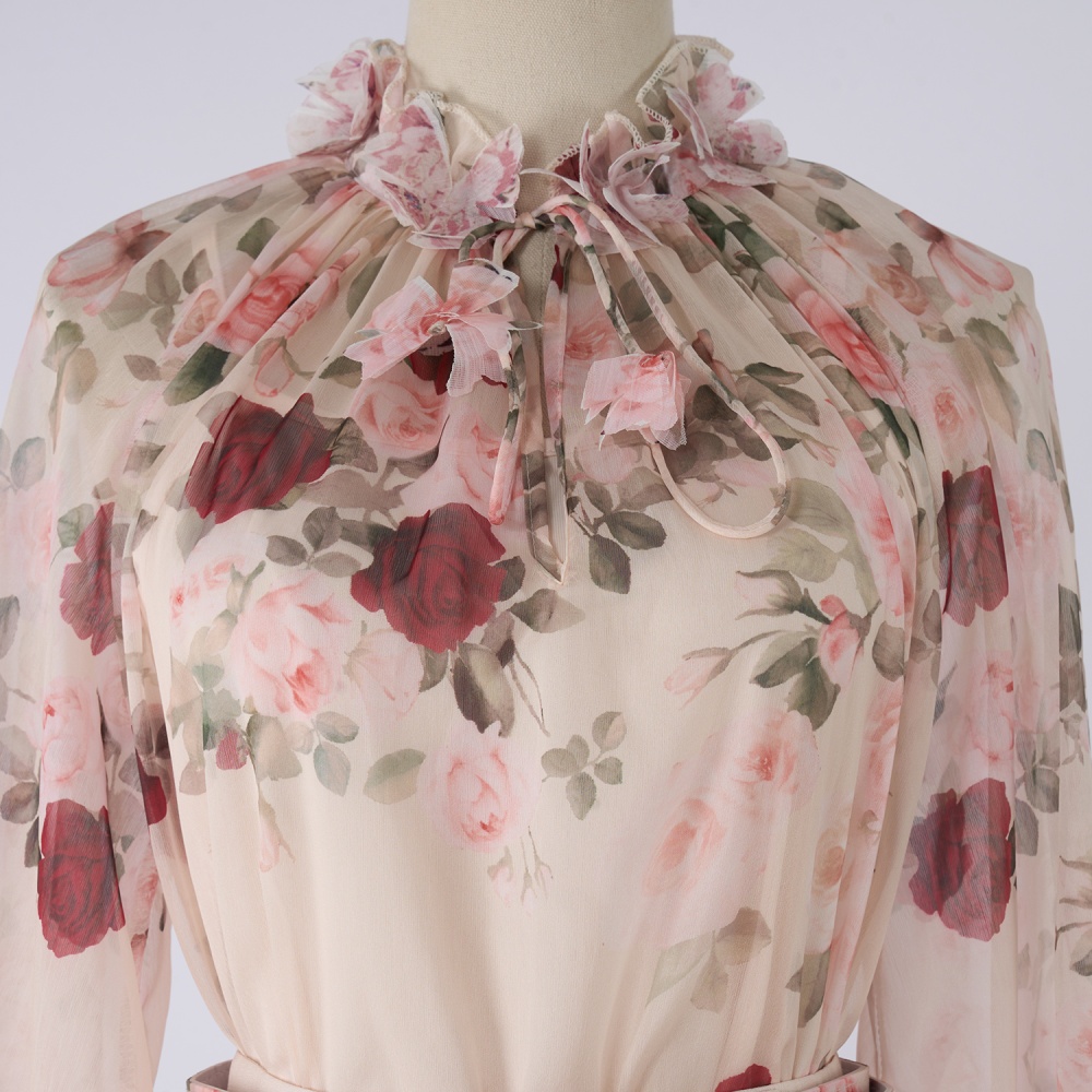 Spring printing ladies tops with sling elegant shorts a set