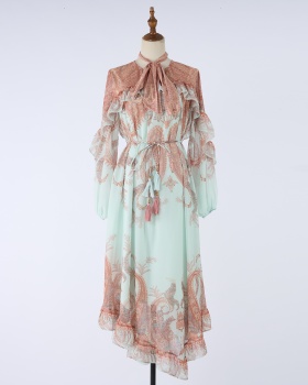 Autumn long elegant style patterns dress