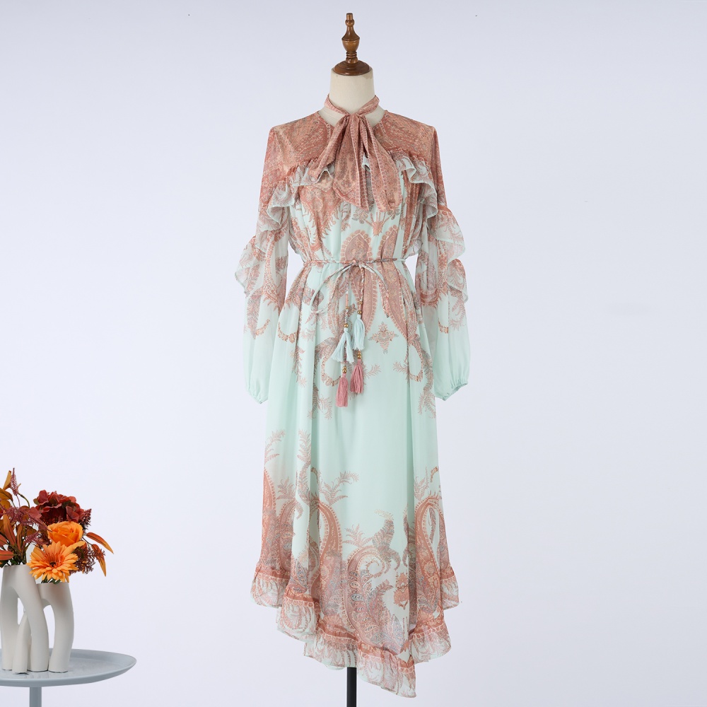 Autumn long elegant style patterns dress