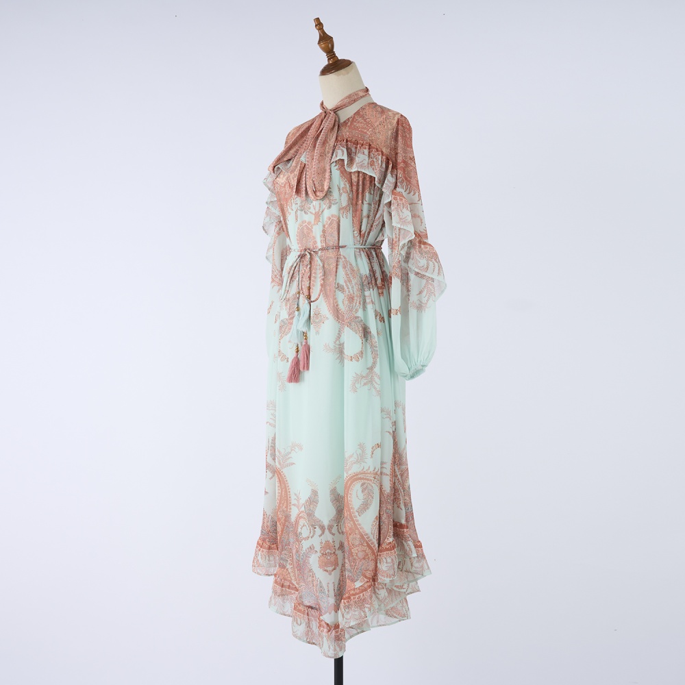 Autumn long elegant style patterns dress