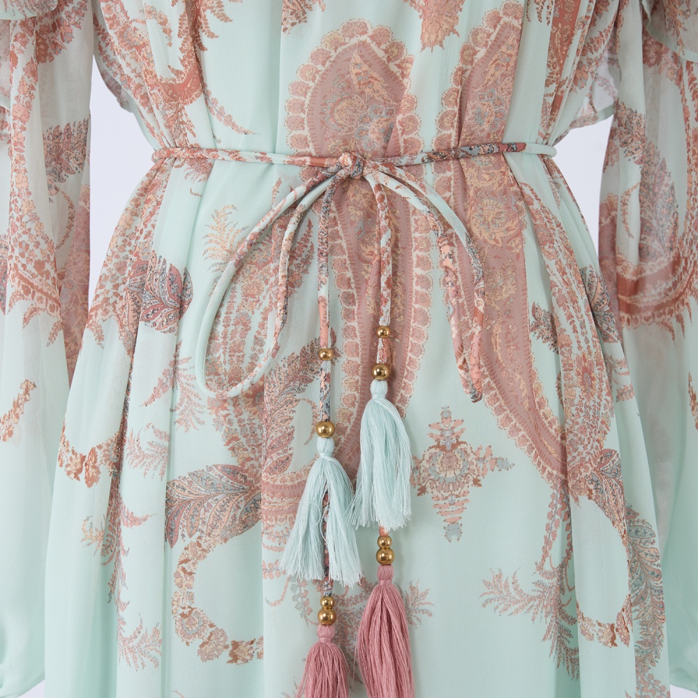 Autumn long elegant style patterns dress