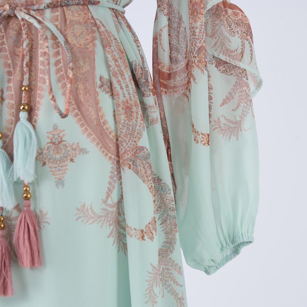 Autumn long elegant style patterns dress