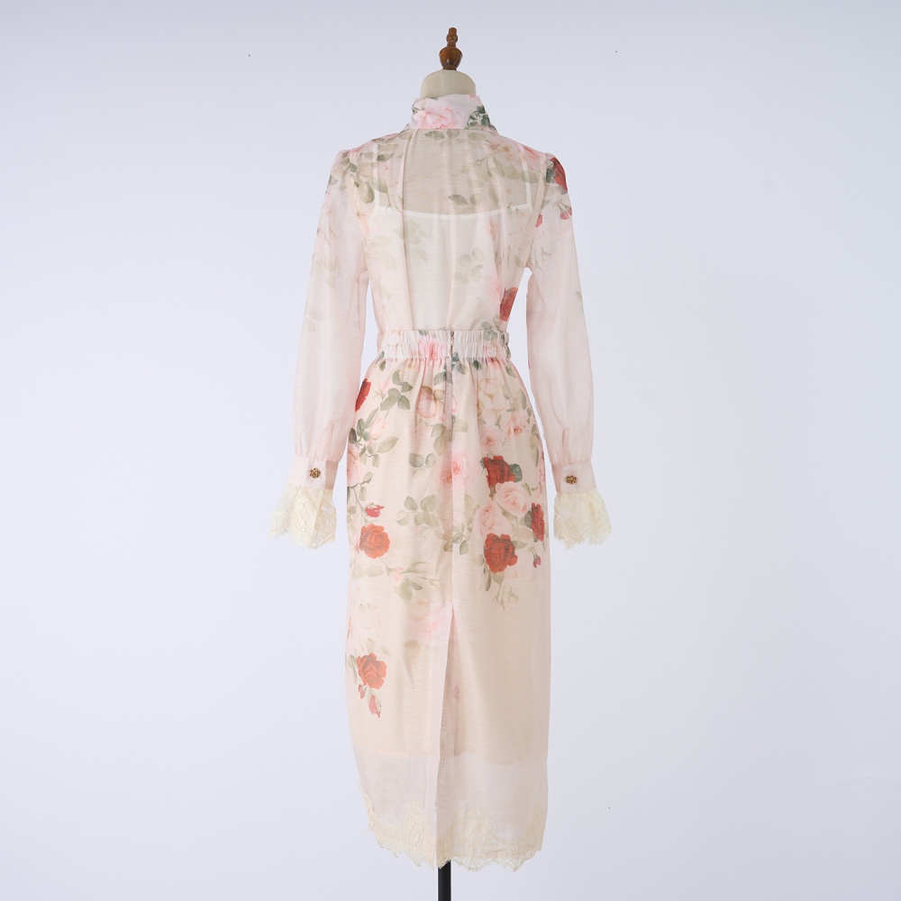 Autumn loose elastic waist skirt pencil colors shirt a set
