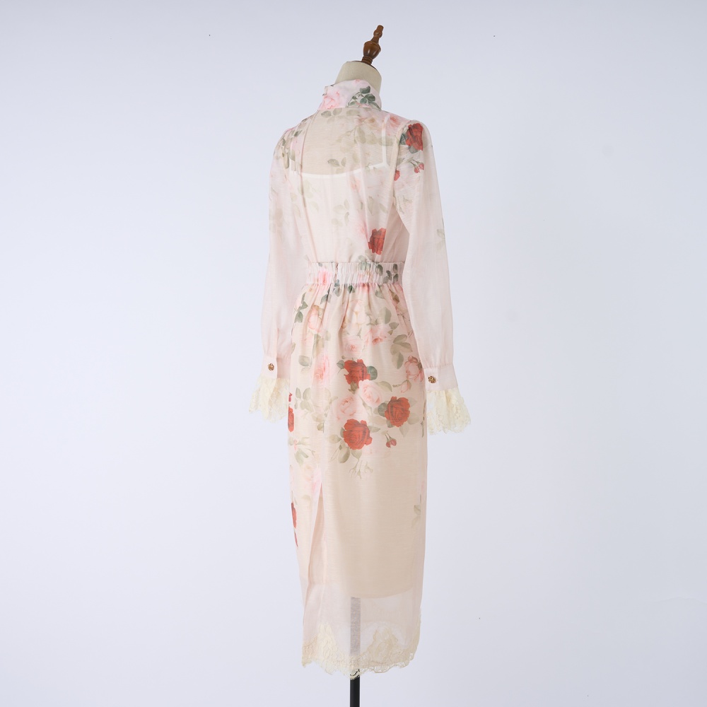 Autumn loose elastic waist skirt pencil colors shirt a set