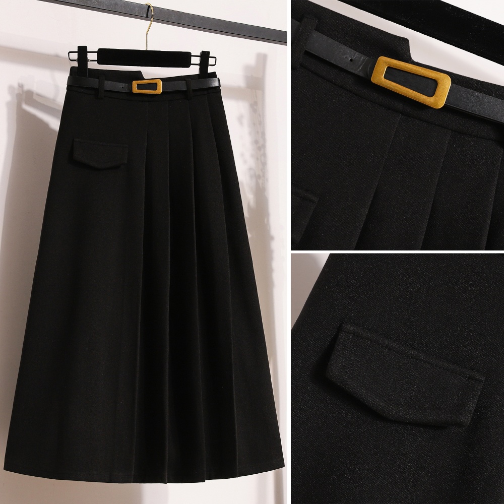 Large yard retro long dress woolen skirt for women