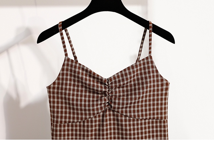All-match irregular hem plaid short halter tops