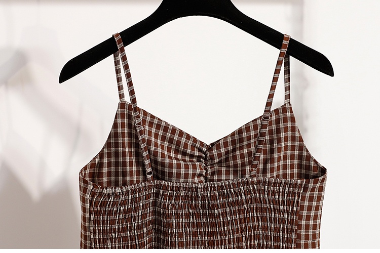 All-match irregular hem plaid short halter tops