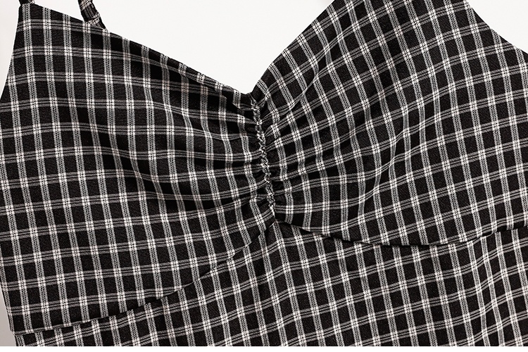 All-match irregular hem plaid short halter tops