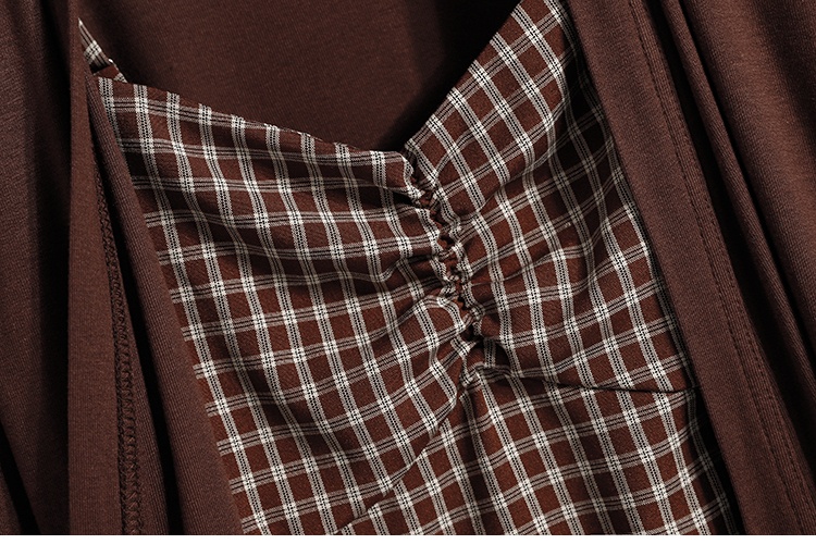 All-match short plaid sling cardigan 2pcs set for women