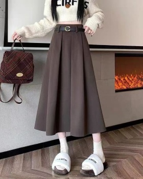 Woolen all-match temperament A-line slim skirt for women
