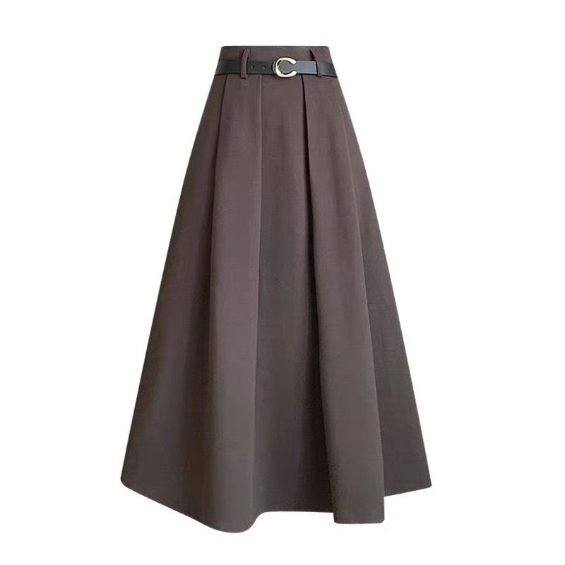 Woolen all-match temperament A-line slim skirt for women