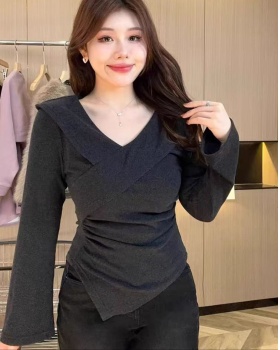 Large yard tops pinched waist bottoming shirt for women