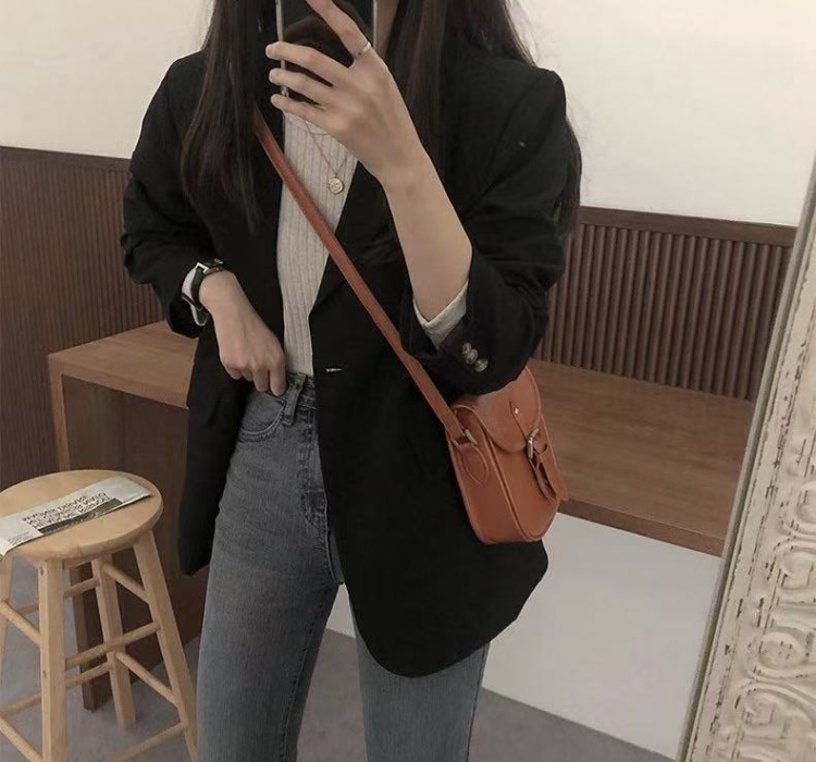 Casual autumn short business suit loose fat tops