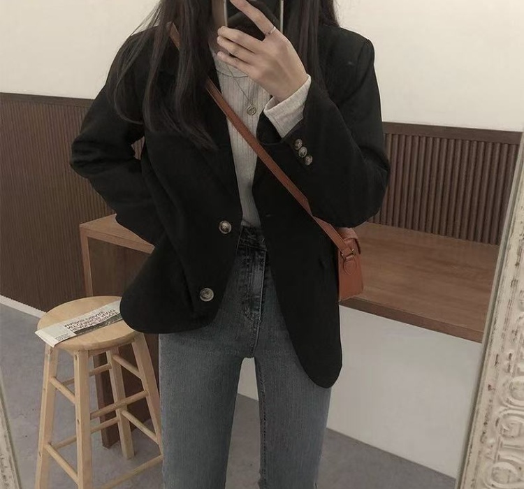Casual autumn short business suit loose fat tops