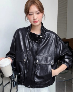 PU retro jacket loose all-match work clothing for women