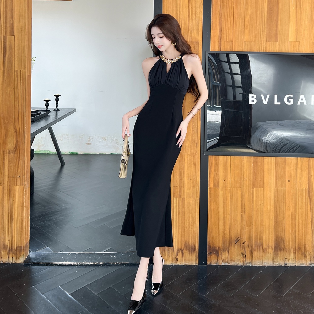 Mermaid slim long halter hollow chain dress