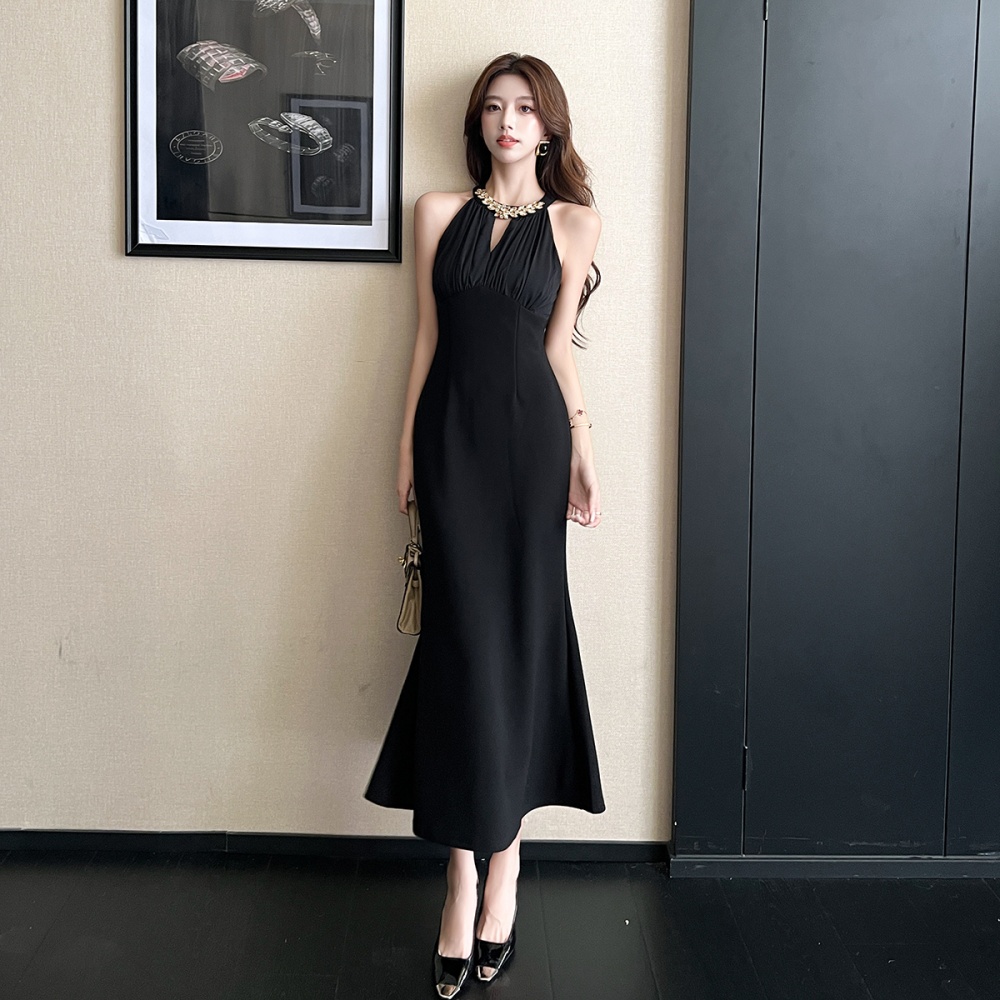 Mermaid slim long halter hollow chain dress