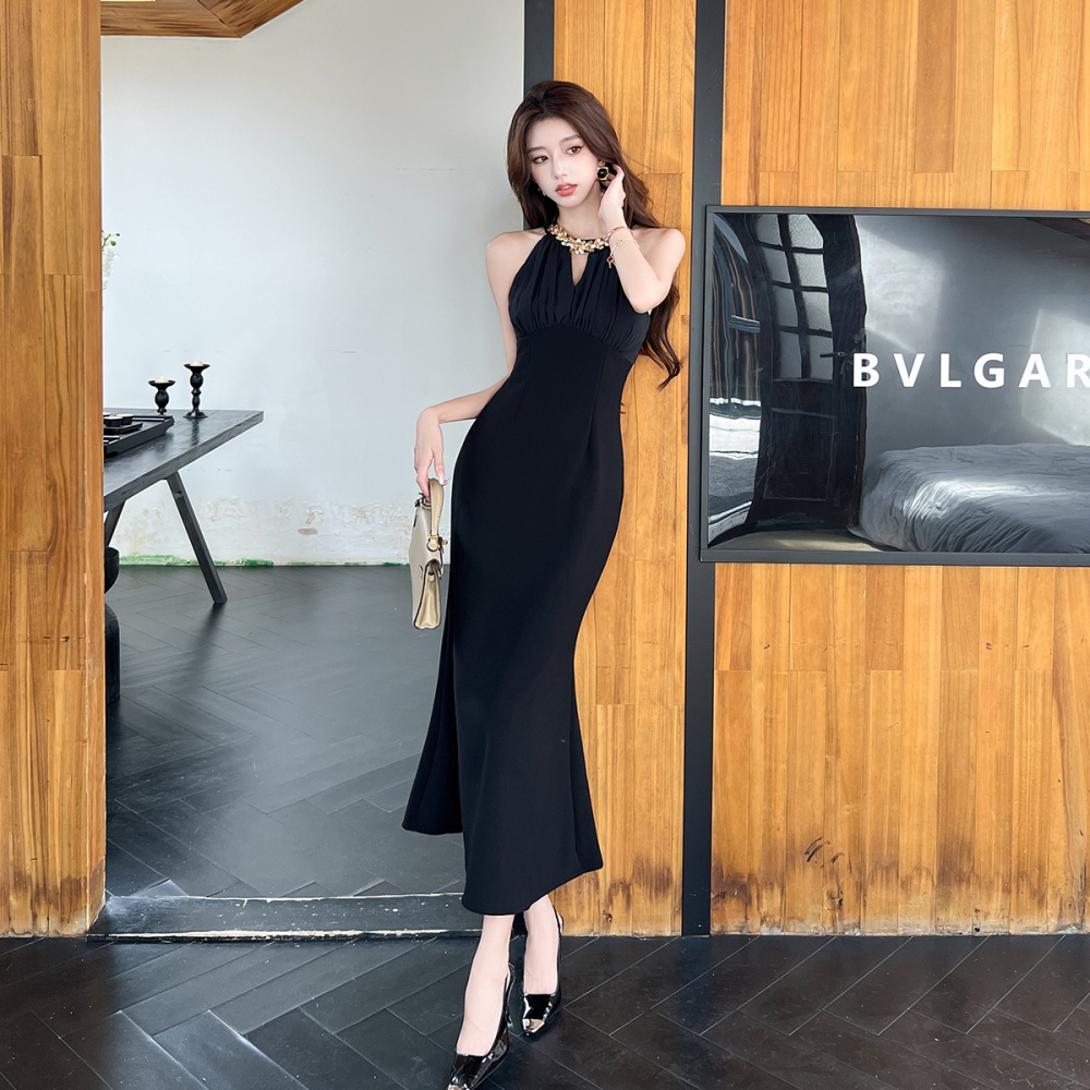 Mermaid slim long halter hollow chain dress