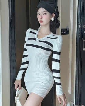 Bottoming retro sweater dress knitted dress for women