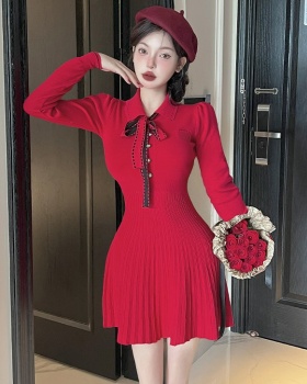 France style knitted autumn and winter dress for women