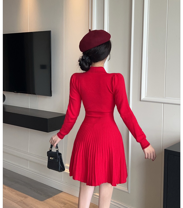 France style knitted autumn and winter dress for women