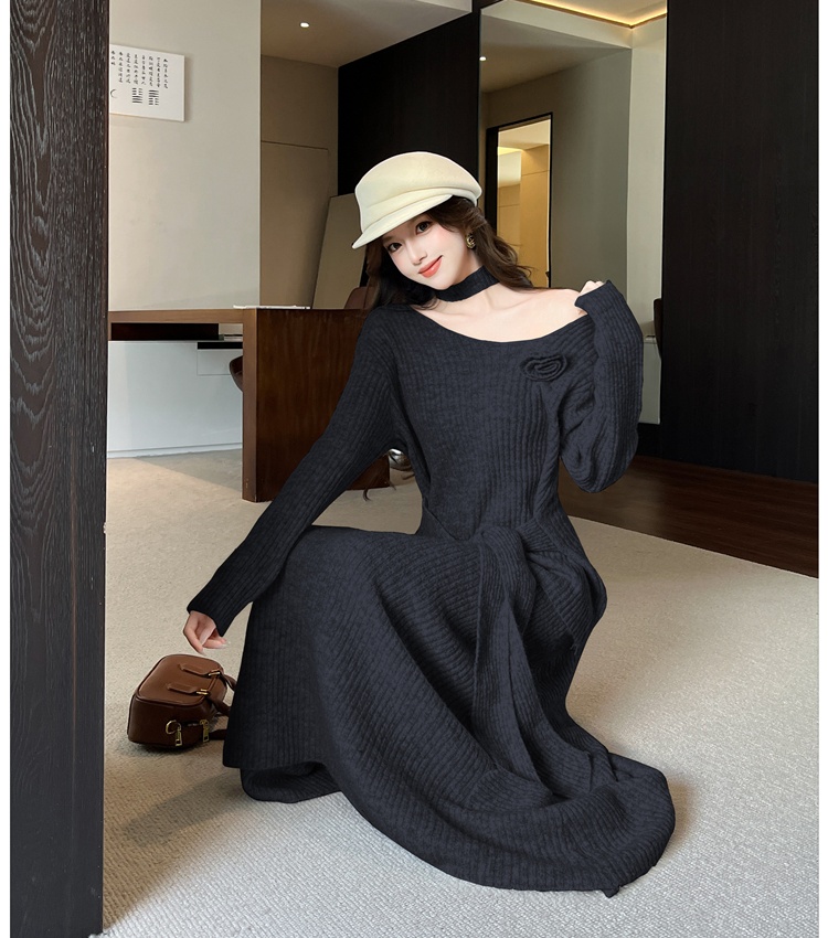 Frenum long sleeve V-neck skirt 2pcs set for women