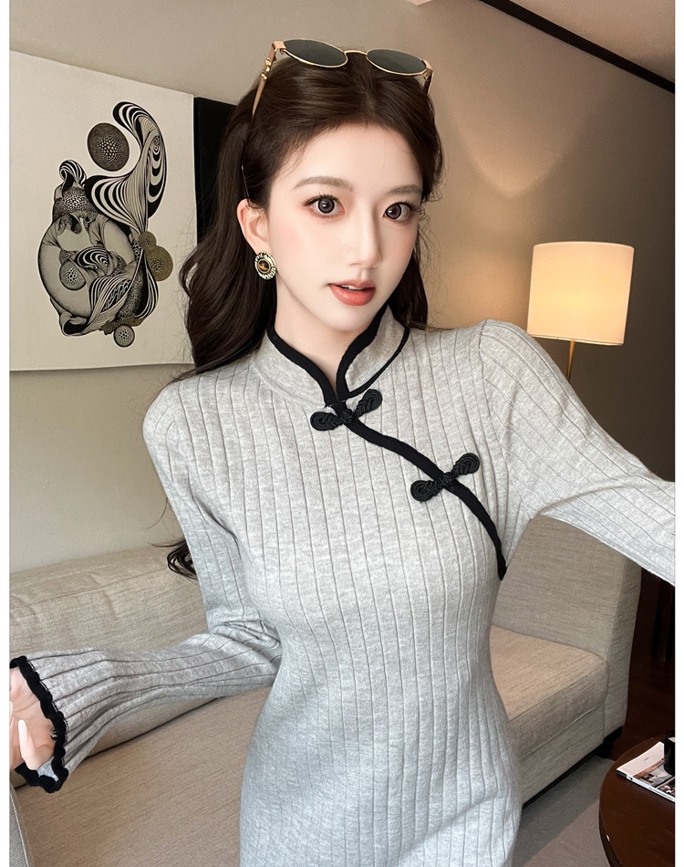 Knitted package hip long dress lady fashionable dress