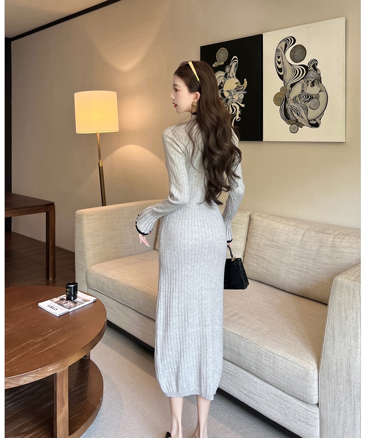 Knitted package hip long dress lady fashionable dress