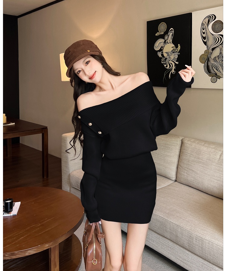 Long sleeve dress France style sweater dress for women