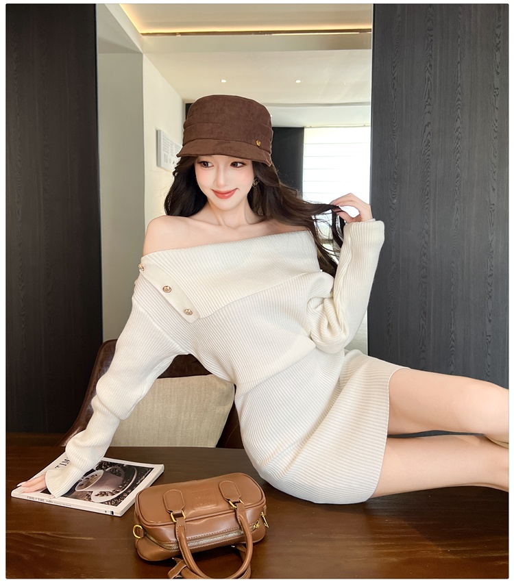 Long sleeve dress France style sweater dress for women