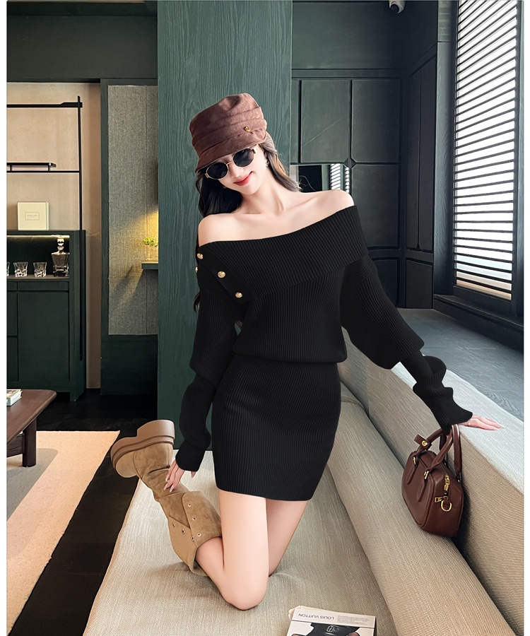 Long sleeve dress France style sweater dress for women