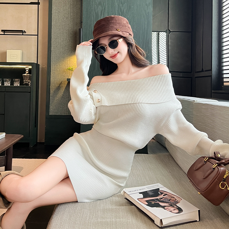 Long sleeve dress France style sweater dress for women