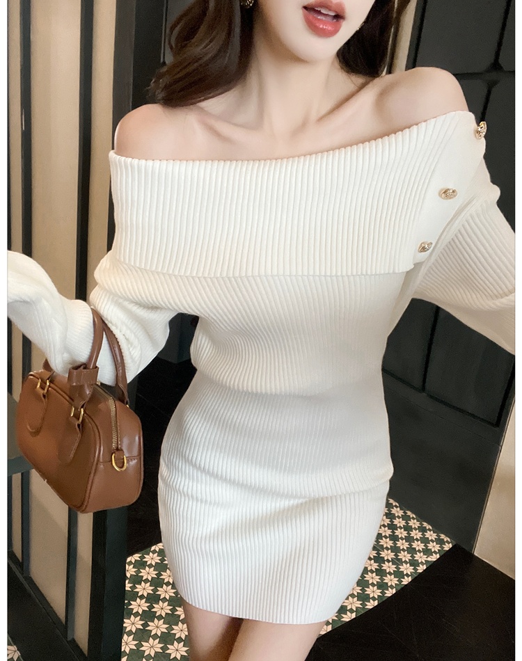 Long sleeve dress France style sweater dress for women
